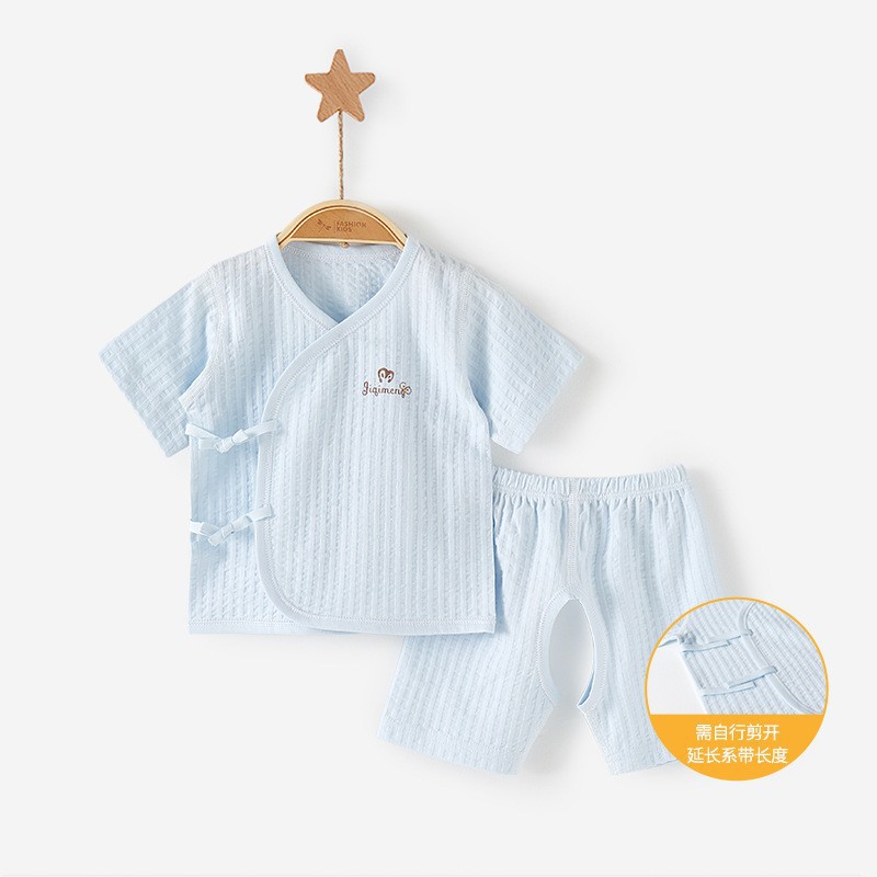 新生婴儿儿衣服夏季薄款短袖套装纯棉一个月初生宝宝分体和尚服