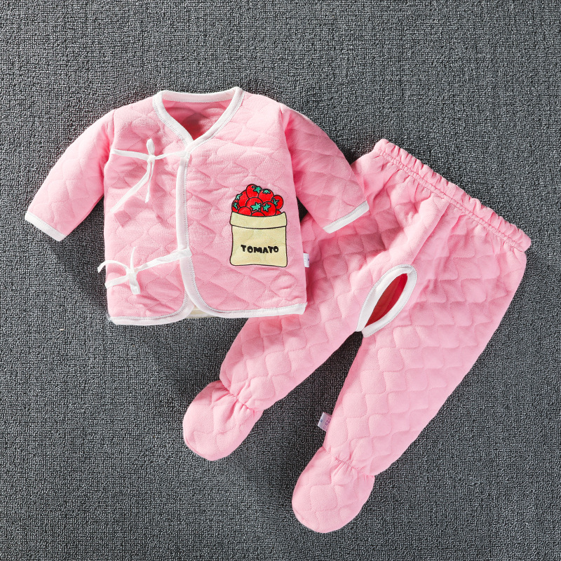 婴儿衣服春季新生包脚套装保暖宝宝春天初生和尚服一个月开档分体
