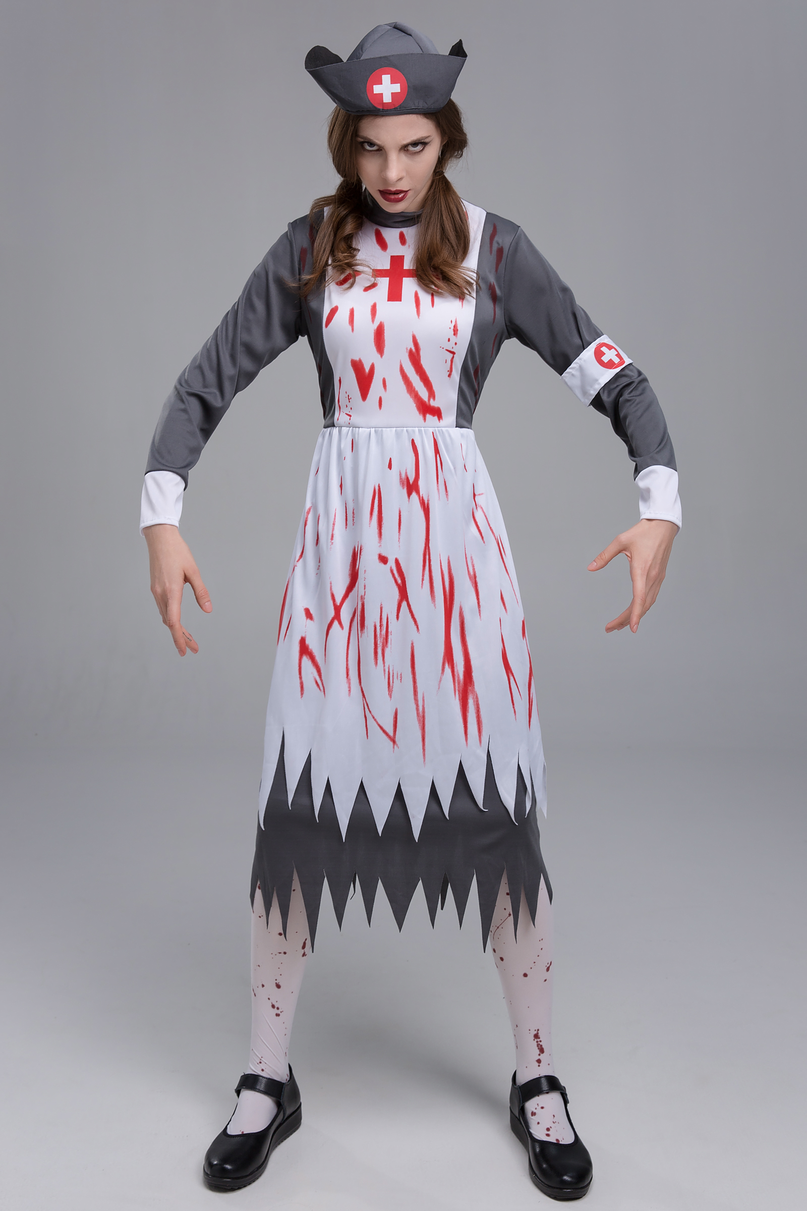 2020万圣节中世纪护士服 恐怖血腥保卫员丧尸玛丽服装大码女表演