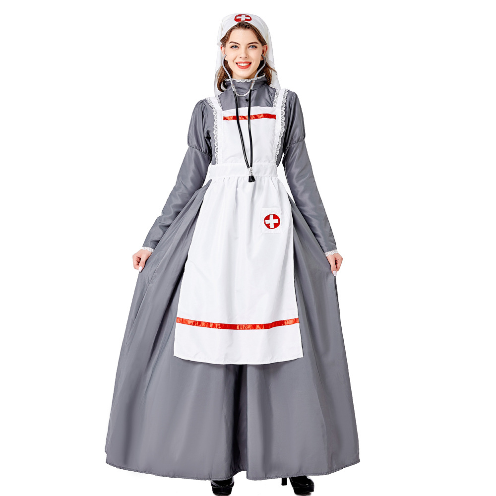 万圣节服装欧美中世纪长裙Cosplay医生护士 舞台装演出服 三件套