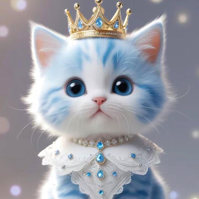 皇冠小猫钻石画新款可爱卡通儿童卧室满钻点十字绣小幅简单砖石秀
