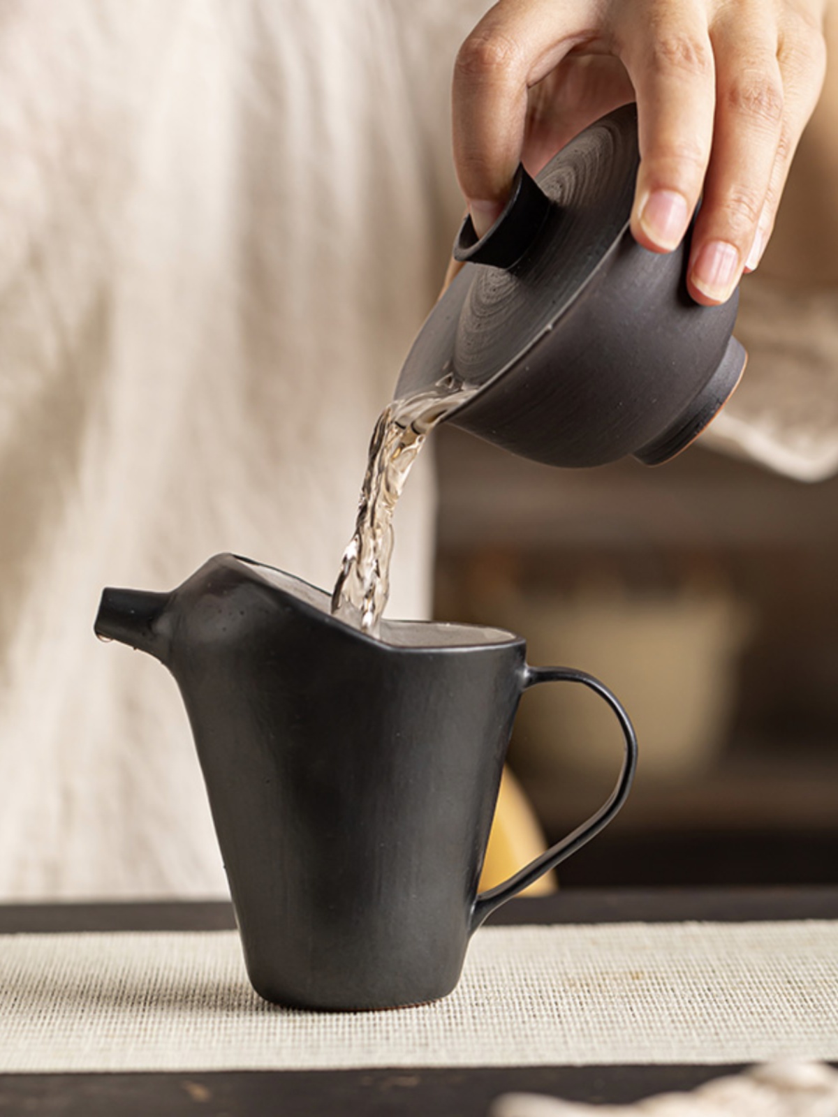 定制粉引望舒公道杯手工粗陶独特创意公杯茶海单个茶具匀杯家用分