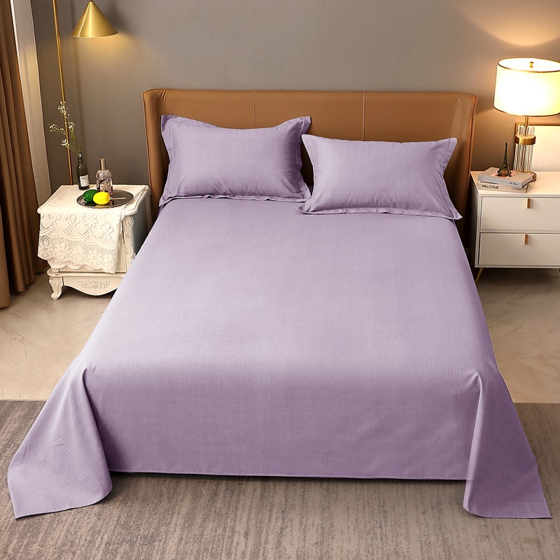 2024新款简约素色加厚全棉32支磨毛单品床单浅紫色纯棉软感被单