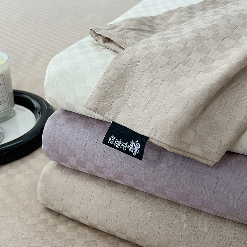 高端80支长绒棉纯棉床单单件100全棉贡缎被单紫色单人枕套三件套
