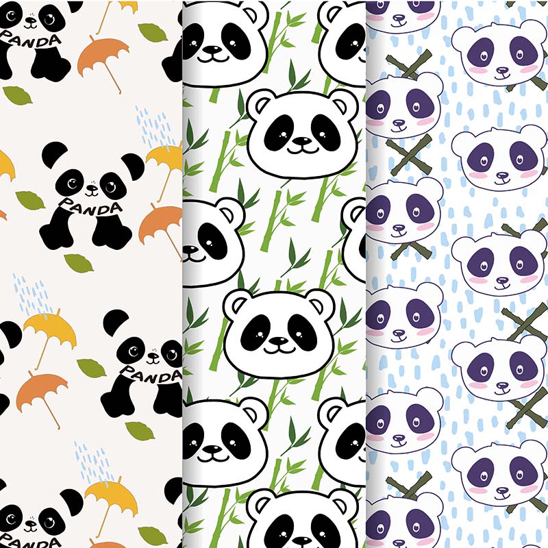 原创可商用熊猫图案印花素材矢量源文件烫画面料家纺周边设计素材
