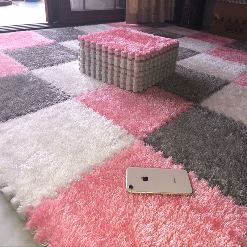 四季通用拼接绒面网红地毯拼图泡沫地垫卧室满铺地板垫榻榻米水洗