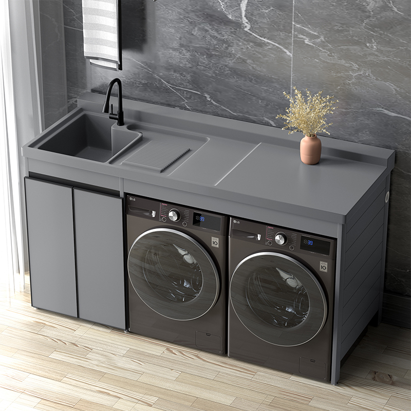 德国希尚大户型洗衣机阳台一体柜大尺寸双机位洗衣机烘干机组合柜