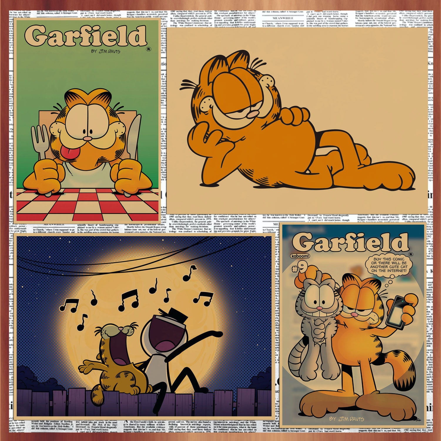 Garfield加菲猫卡通动漫海报饭店酒吧咖啡厅复古牛皮纸装饰画125