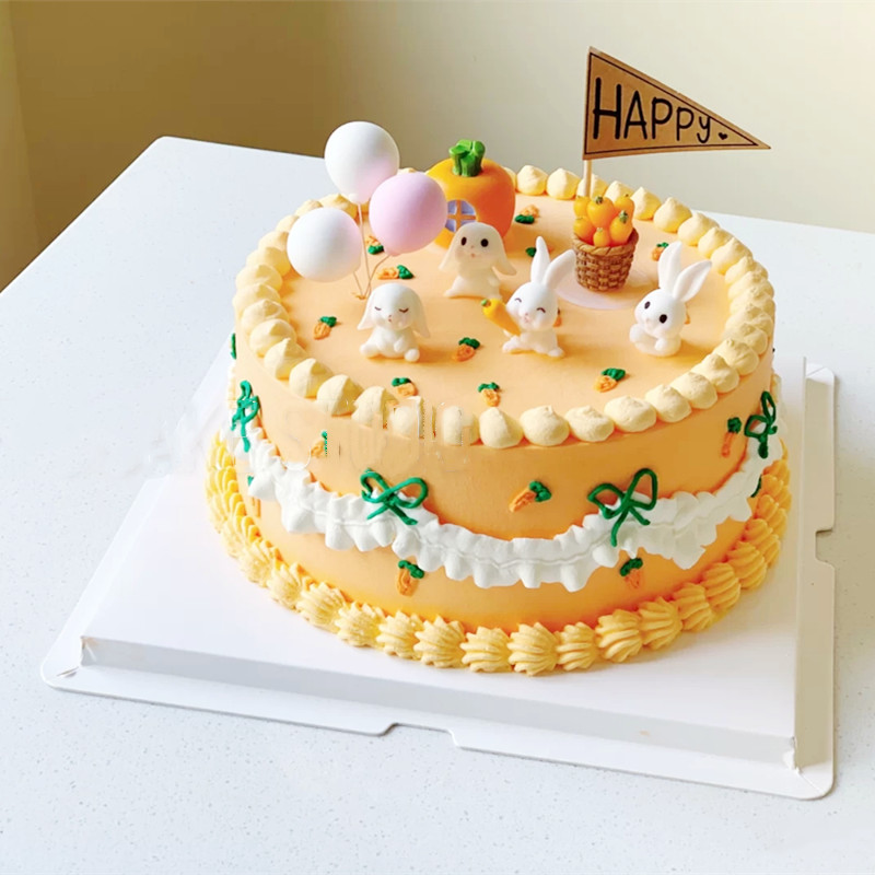 网红可爱的小兔子萝卜小朋友小女孩周岁主题生日蛋糕摆件装饰插件