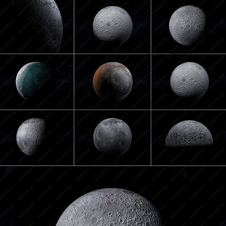 月亮真实月球表面超清3D模型C4D三维Blend源文件Obj设计fbx素材