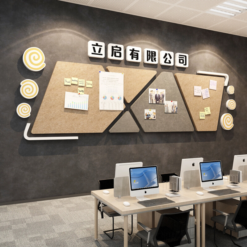 办公室司墙面装饰毛毡贴告栏照片展示板员工风采企业文化氛围布置