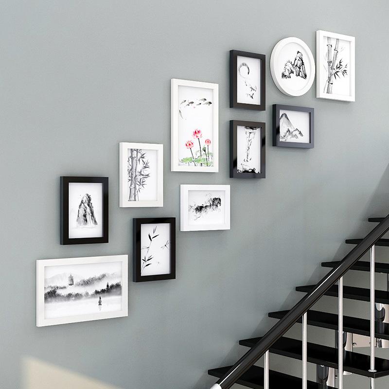 墙创意相框装饰照片组合客厅背景挂餐厅沙发楼梯免墙面墙上012/11