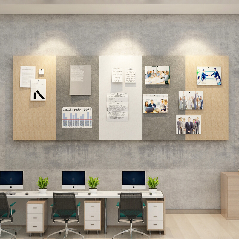 毛毡办公室告栏布置墙面装饰企业文化司氛围员工风采照片展示板贴