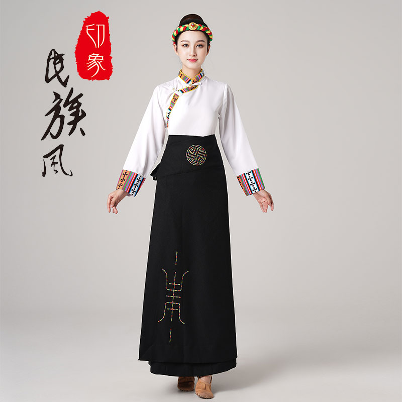 藏族舞蹈演出服装藏式半身裙w锅庄舞裹裙博拉贵族藏服2022新款女