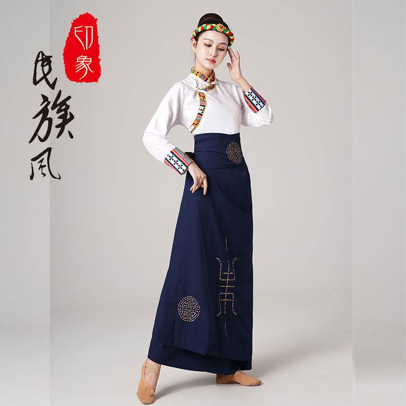 新款藏族舞蹈演出服装藏式半身裙锅庄舞裹裙博拉贵族藏服2022新款