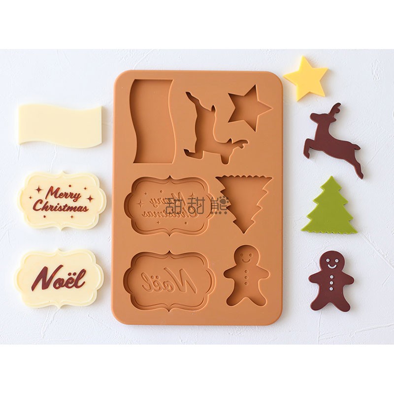 圣诞节巧克力硅胶烘焙模具3D立体卡通主题人物留言板冰块家用DIY