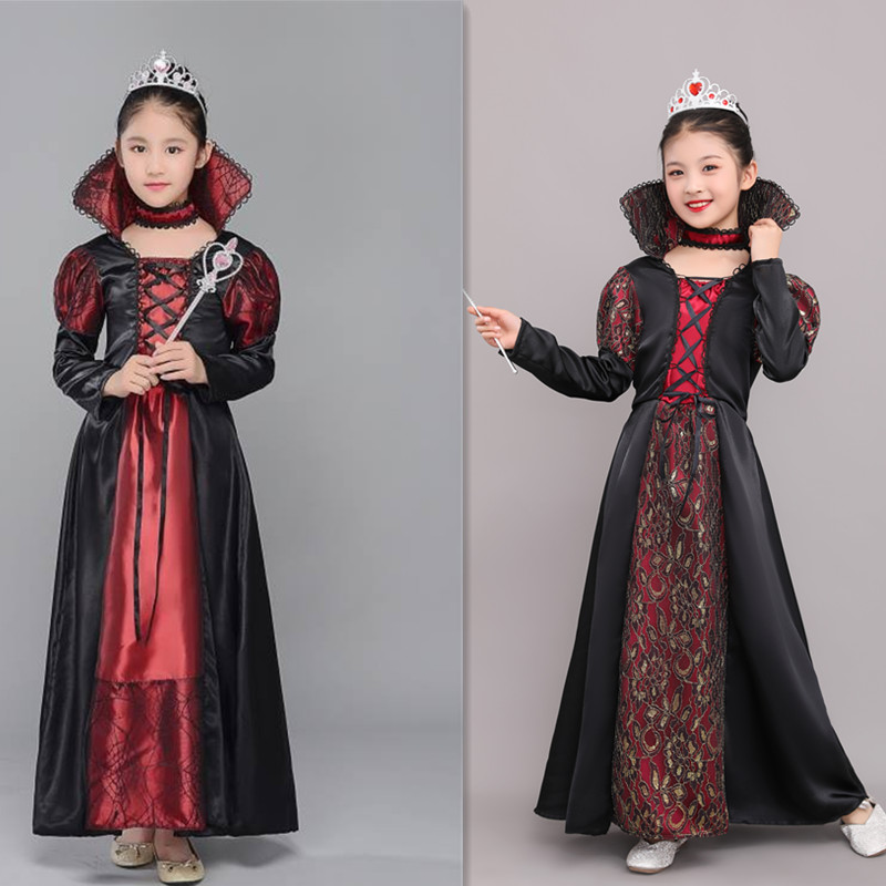 新款儿童万圣节服装皇后服白雪公主女孩茶话会后妈坏王后表演服装