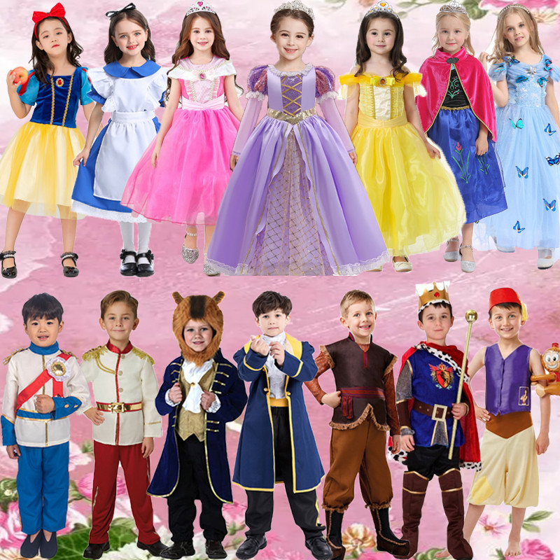 万圣节儿童服装冰雪奇缘爱莎安娜公主裙女童迪士尼白雪公主王子服