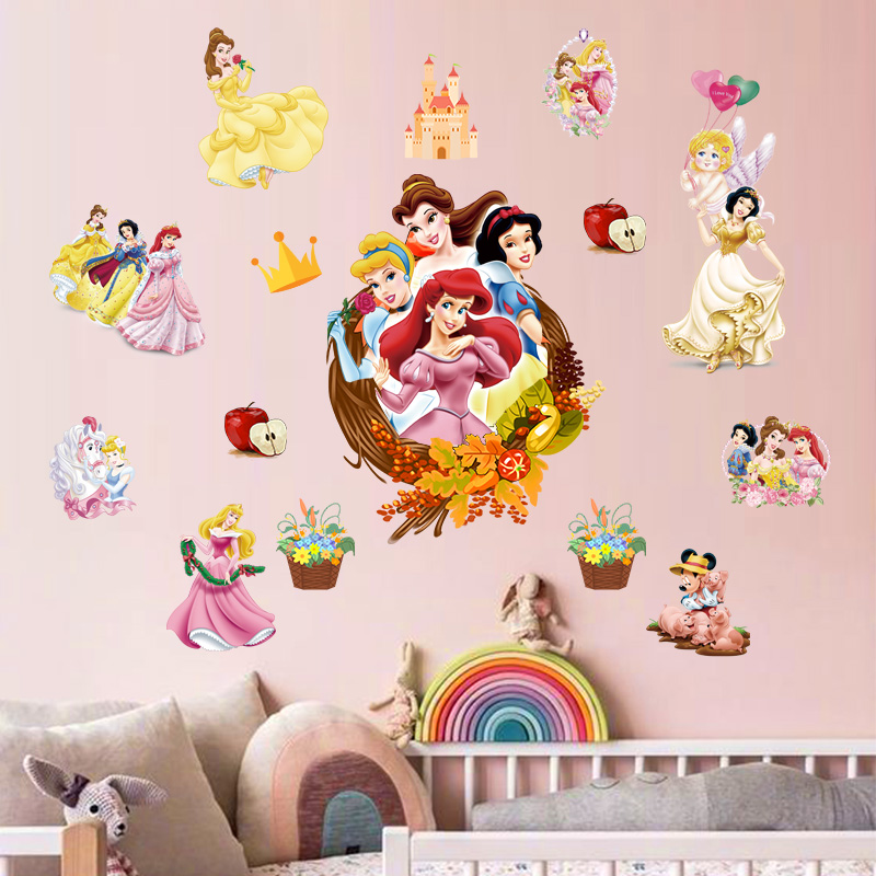 白雪公主灰王子姑娘睡美人松鼠卡通童话墙贴贴纸壁画贴画防水自粘