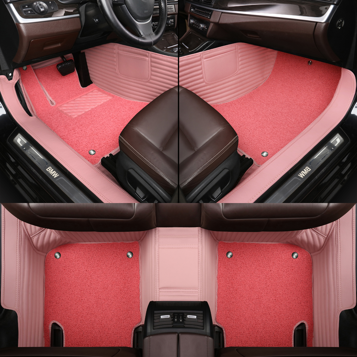 粉色全包围女神汽车脚垫双层耐磨好打理奥迪A3A4LQ3高尔夫C260L