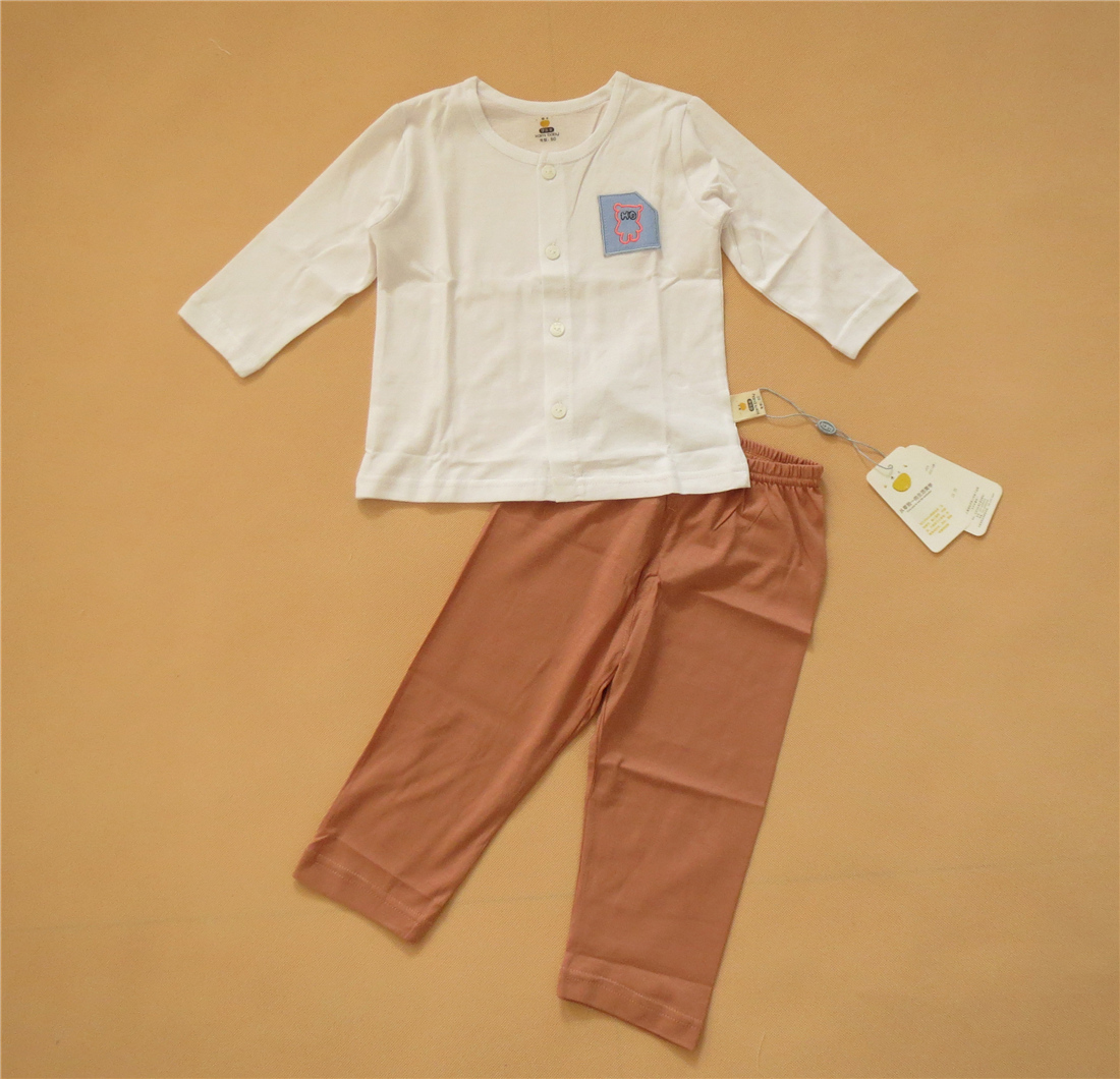可乐米婴儿宝宝男女童装夏装薄款纯棉开衫柔软长袖内衣套装空调服