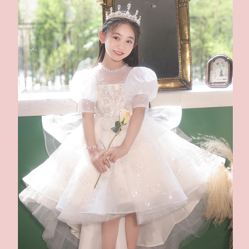 女童高端花童婚礼小女孩公主裙夏季儿童主持人高级感钢琴表演礼服