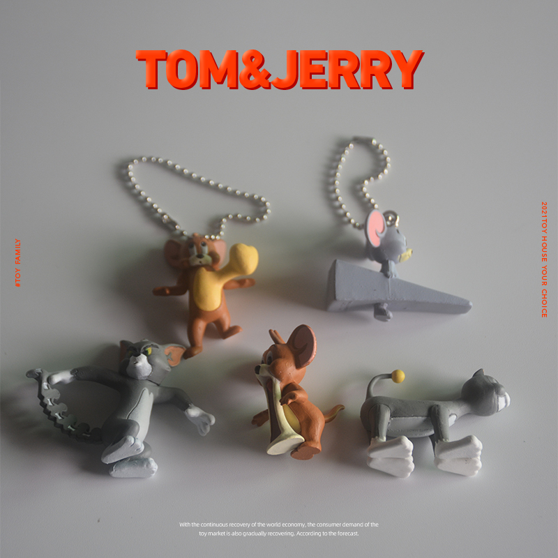 美国人气动画猫抓老鼠 汤母猫和杰丽鼠 卡通公仔玩具摆件 手机链