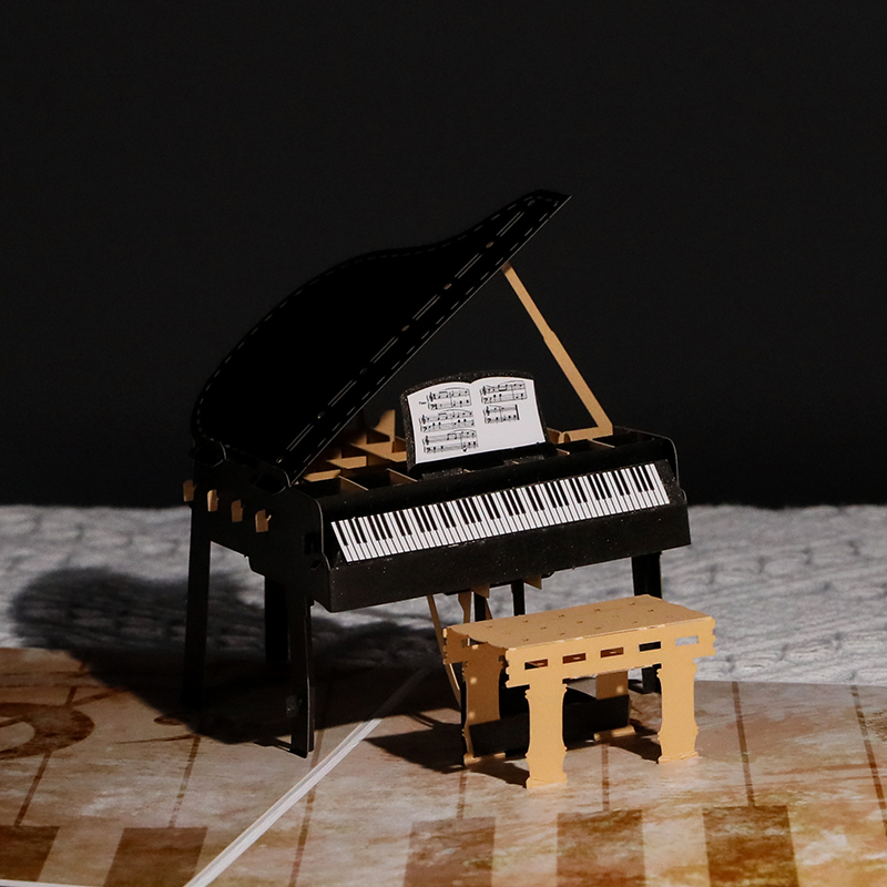 生日礼物创意3D立体可定制折叠钢琴造型纸雕手工高级感精致礼品七夕情人节送男生男朋友代写手写祝福语小卡片