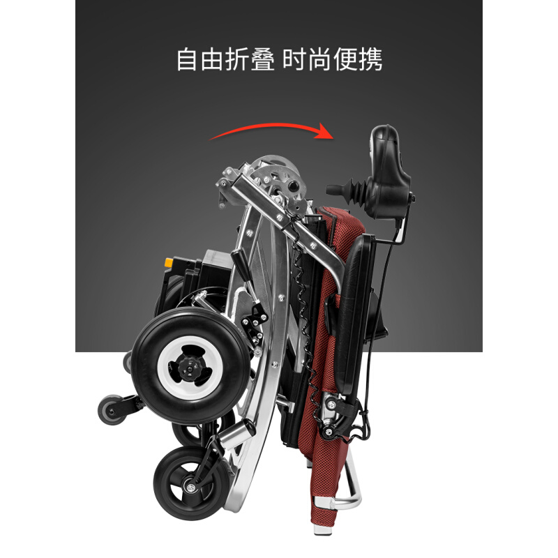 中进锂电池电动轮椅日本进口航钛铝合金折叠轻便老年人四轮代步车