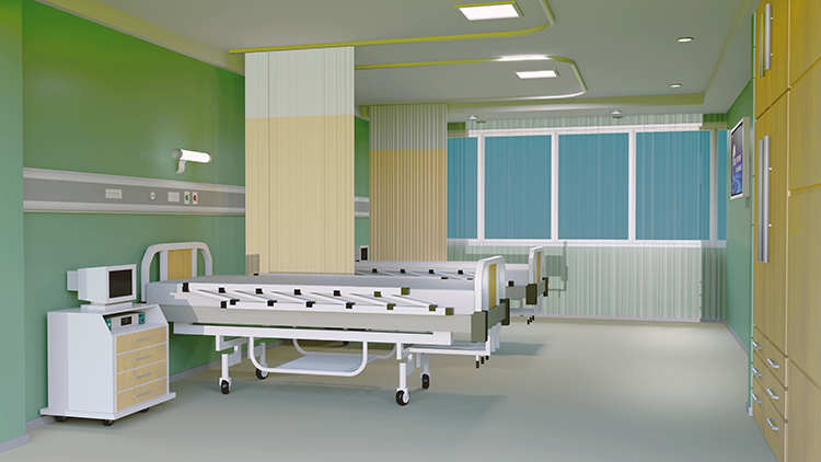 医院住院病房病床理疗恢复室房间室内高清LED大屏幕舞台背景图片