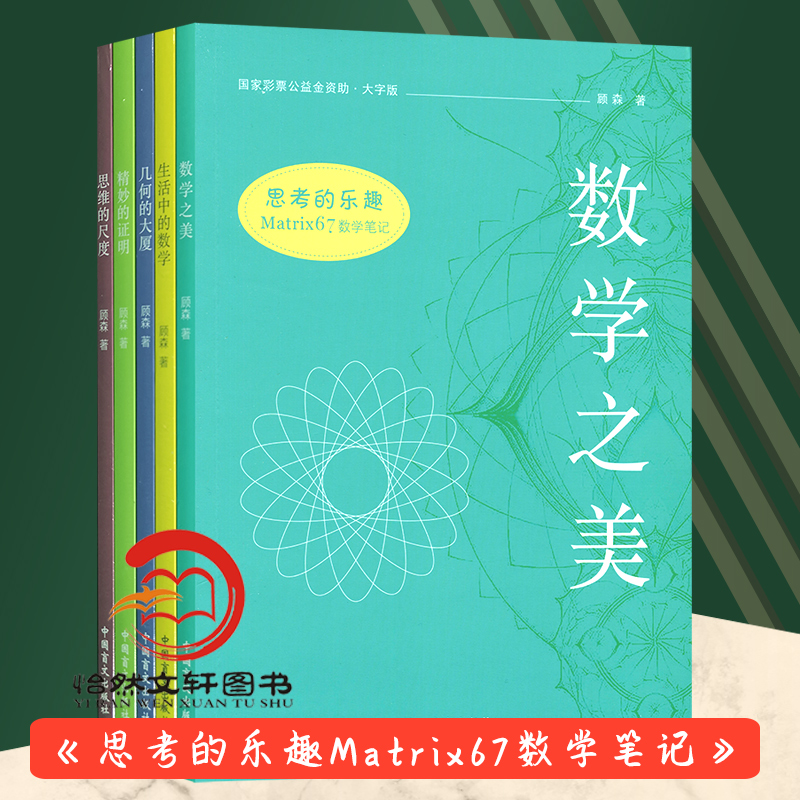 （共5册）思考的乐趣Matrix67数学笔记—数学之美、生活中的数学、几何的大厦、精妙的证明、思维的尺度（大字版）顾森