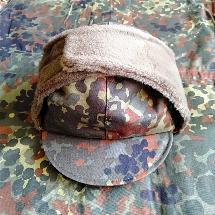 德国原产冬季绒帽 德斑迷彩帽 秋冬保暖透气户外帽 德军原品