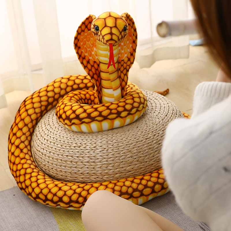 黄金眼镜蛇毛绒玩具眼镜蛇公仔布娃娃创意整蛊搞怪抱枕靠垫仿真蛇