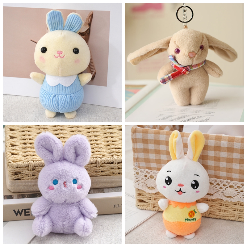 兔年吉祥物公仔毛绒玩具可爱小兔子书包挂饰小号布娃娃卡通钥匙扣