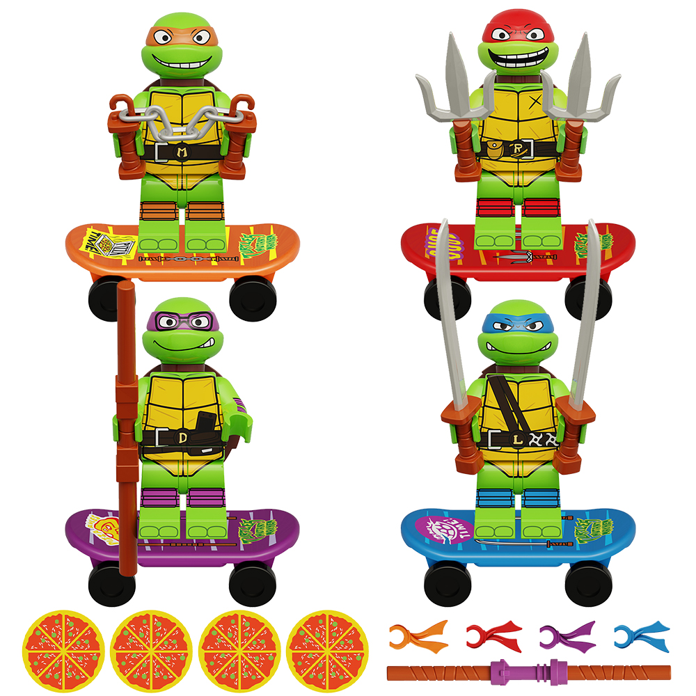 中国积木动漫卡通系列忍者神龟达芬奇拉斐尔拼插积木人仔益智玩具