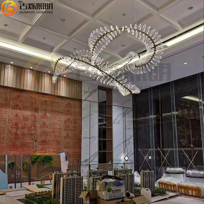 玻璃挂件酒店大堂会所私人设计灯具别墅客厅大型非标工程灯具