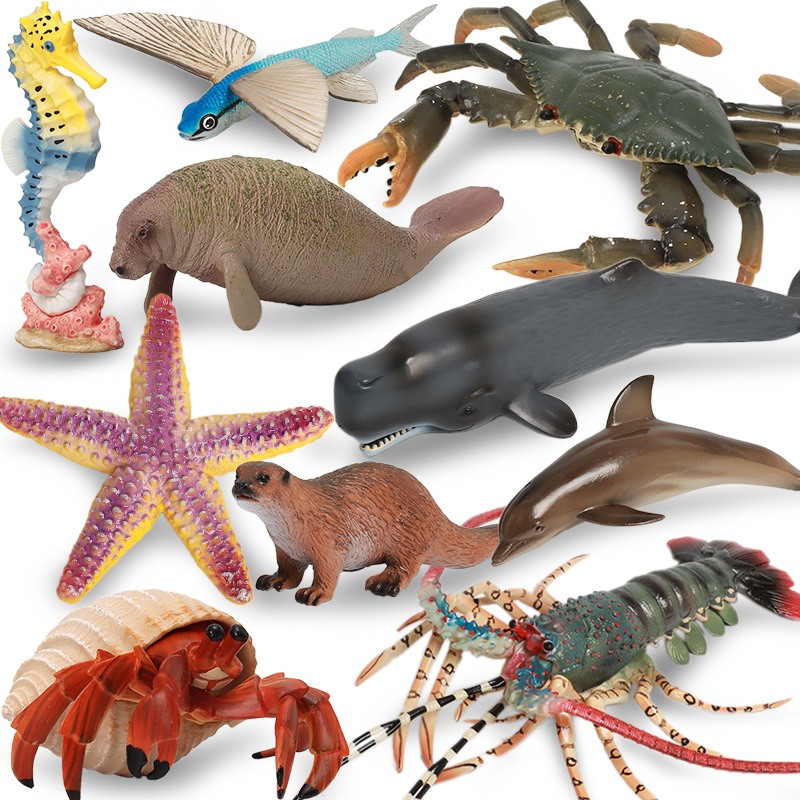 海洋动物玩具套装仿真模型鲨鱼海狮海象海豹海豚鲸鱼企鹅海底世界