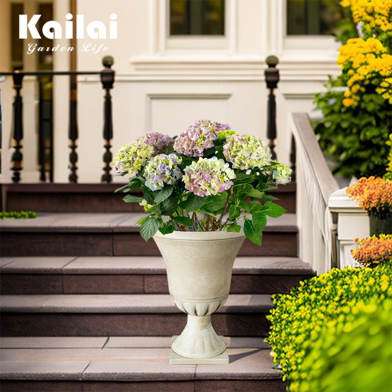 凯莱欧式复古户外庭院别墅阳台仿陶瓷塑料罗马高脚杯式创意型花盆