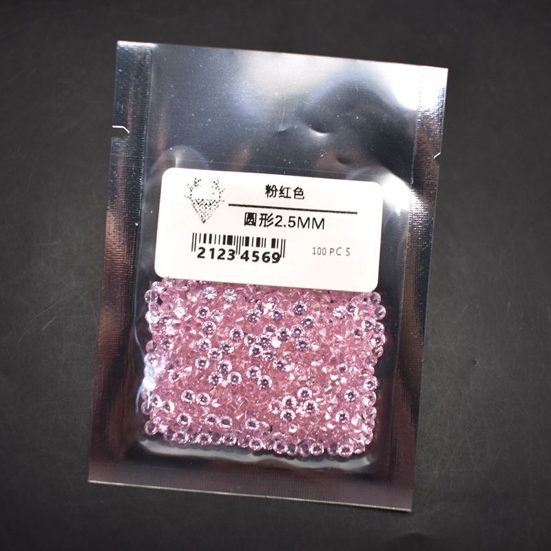 散装粉红钻圆形锆石裸石小碎钻石头彩色裸钻小宝石瑞士钻DIY镶嵌