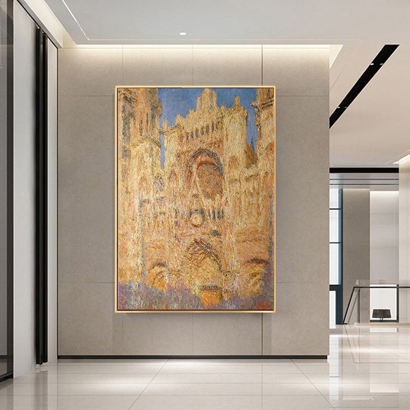 莫奈油画《鲁昂大教堂》轻奢酒店装饰画走廊玄关世界名画餐厅挂画