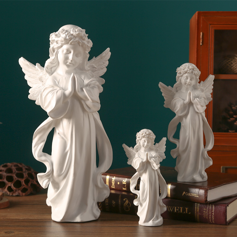 欧式复古桌面小天使女孩摆件石膏雕塑雕像教堂婚礼拍照婚庆道具