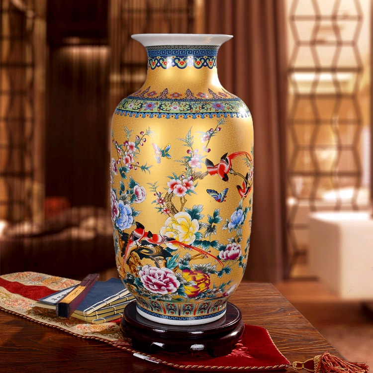 景德镇陶瓷器简欧式落地大花瓶花插现代中式客厅装饰品电视柜摆件