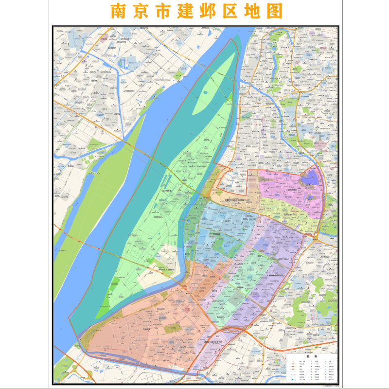 南京市建邺区地图2023年行政区划市区主城区街道交通地图图片素材