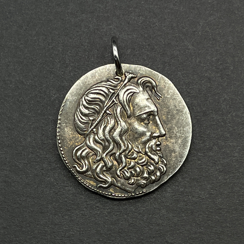 古希腊银币镀银打孔国外硬币项链海神海皇波塞冬手办双鱼星座礼物