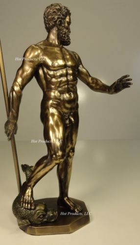 美国代购摆件装饰雕塑摆件三叉戟希腊神话海神波塞冬青铜雕像客厅