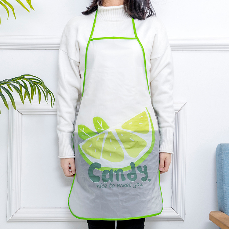 防水围裙可爱卡通水果防油围腰 厨房韩版时尚简约成人PVC做饭罩衣