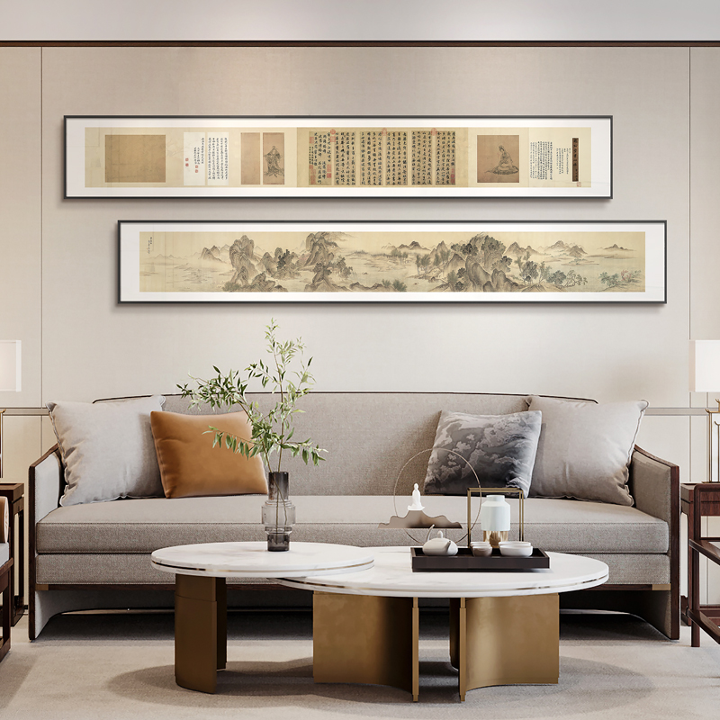 新中式客厅沙发背景墙装饰画会所包厢风景横屏国画办公室创意挂画