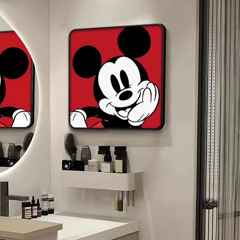 米奇老鼠卫生间装饰画卡通动漫浴室厕所挂画简约洗手间防水壁画