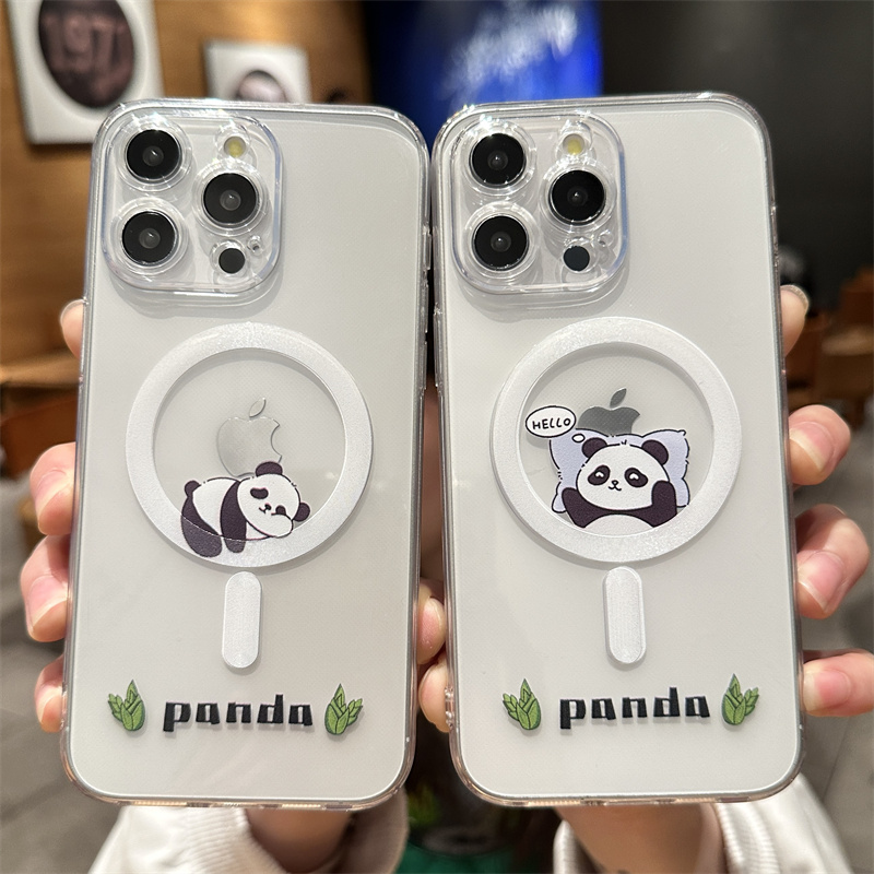 MagSafe磁吸适用苹果15promx手机壳iPhone14pro瞌睡情侣熊猫可爱15plus小众新款13男款12女11卡通趣味高级感
