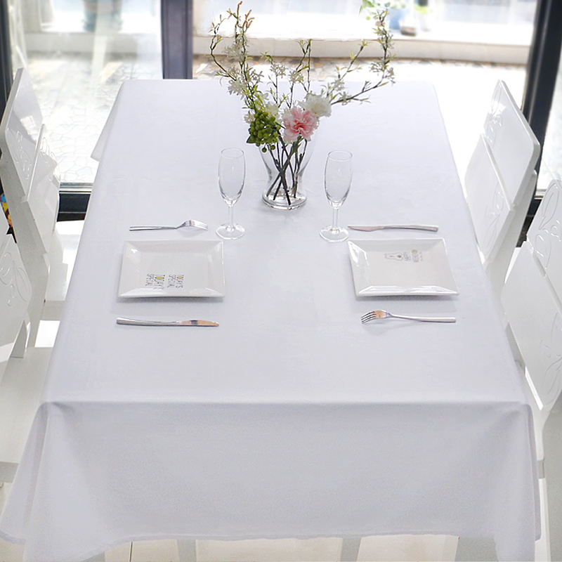 棉麻布艺纯白色餐桌布活动会议台布长方形甜点装饰布拍照背景纯色